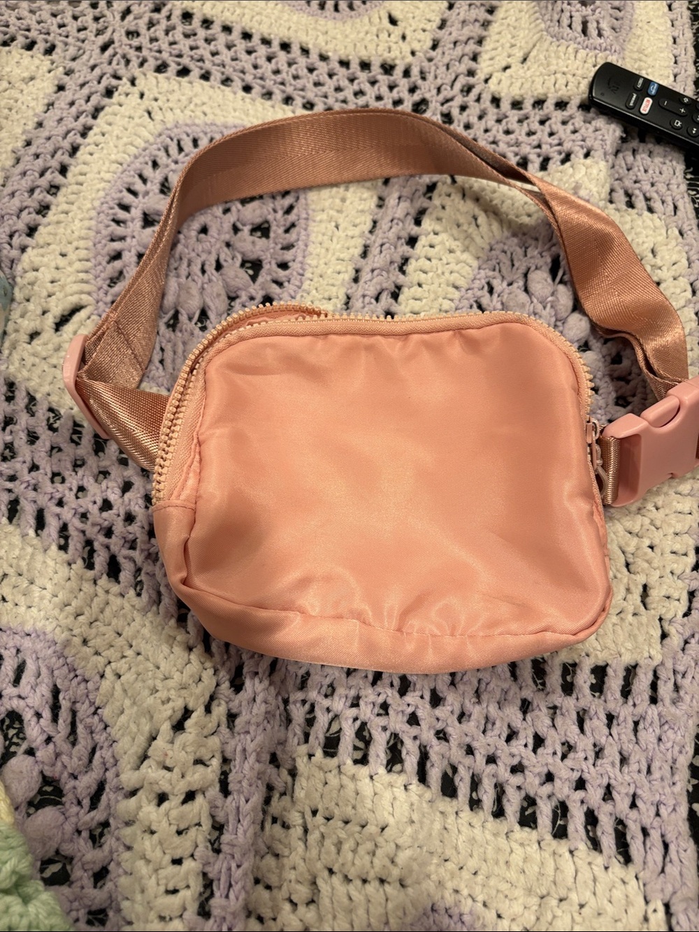 Compact Pink Crossbody Belt Bag - Lightweight Everyday Pouch